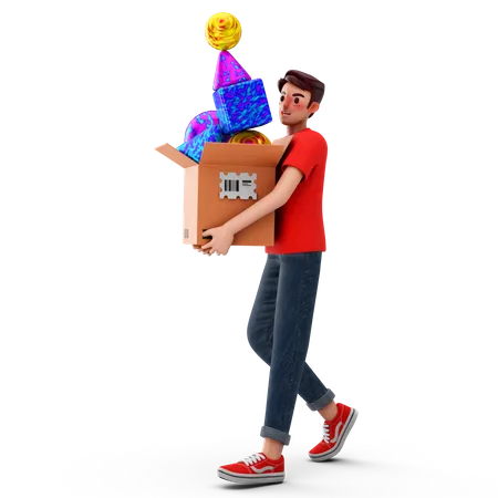 Delivery boy delivering package  3D Illustration