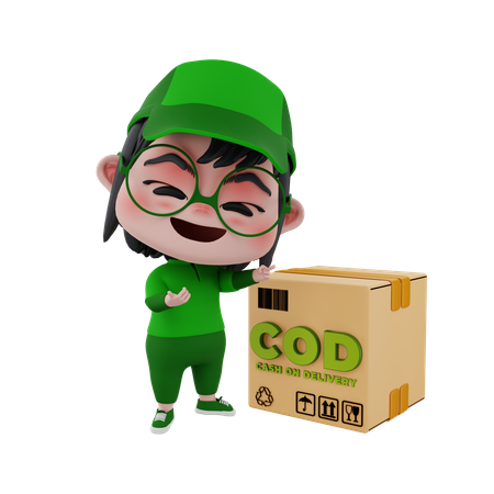 Delivery boy delivering package on COD  3D Icon