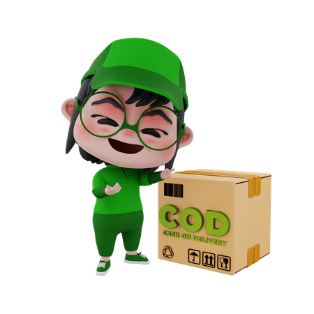 Delivery boy delivering package on COD  3D Illustration