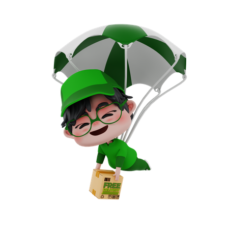 Delivery boy doing air delivery  3D Icon