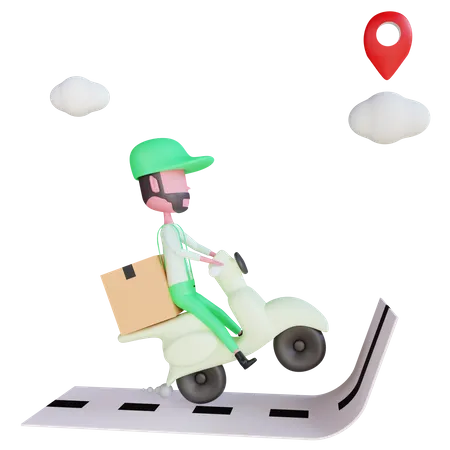 Delivery boy doing express delivery  3D Illustration