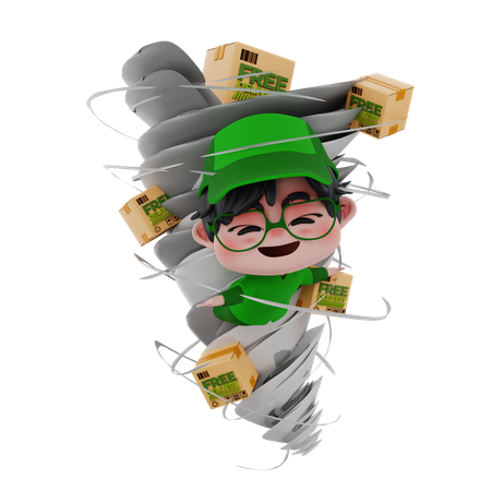 Delivery boy doing express delivery  3D Icon