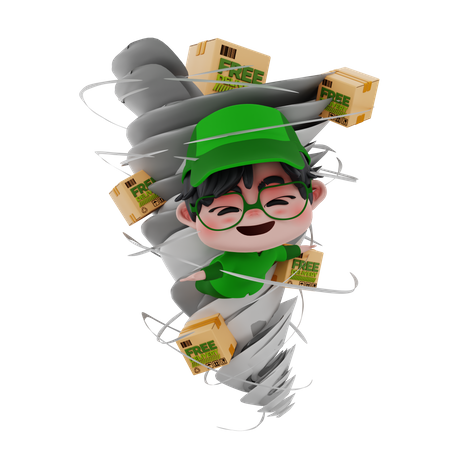 Delivery boy doing express delivery  3D Illustration