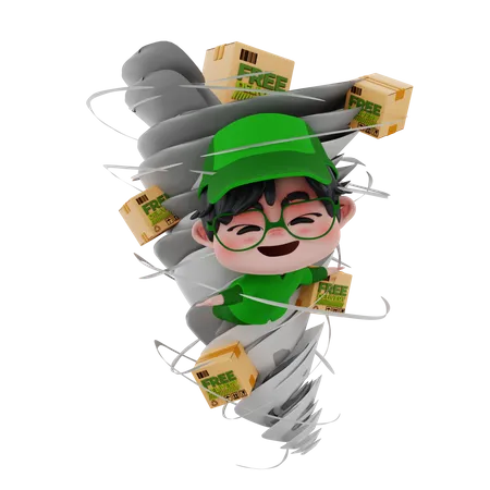 Delivery boy doing express delivery  3D Illustration
