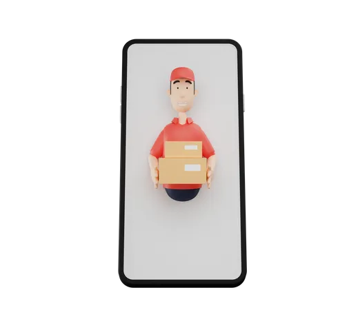 Delivery Boy doing online delivery  3D Illustration