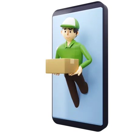 Delivery Boy doing online delivery  3D Illustration