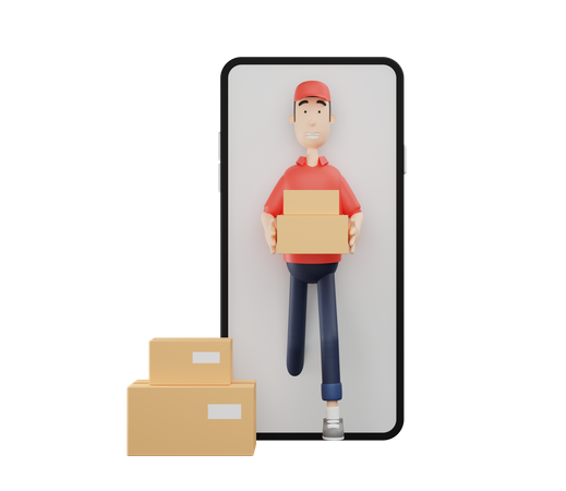 Delivery Boy doing online delivery  3D Icon