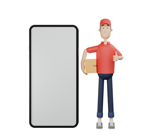 Delivery Boy doing online delivery  3D Icon