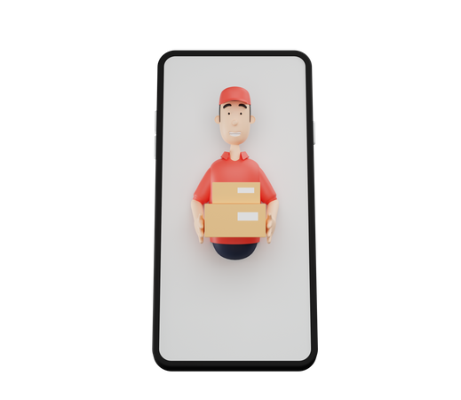Delivery Boy doing online delivery  3D Icon