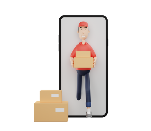 Delivery Boy doing online delivery 3D Illustration