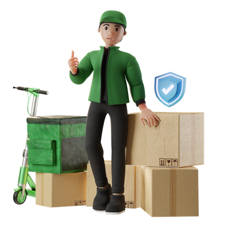 Delivery boy doing secure delivery  3D Illustration