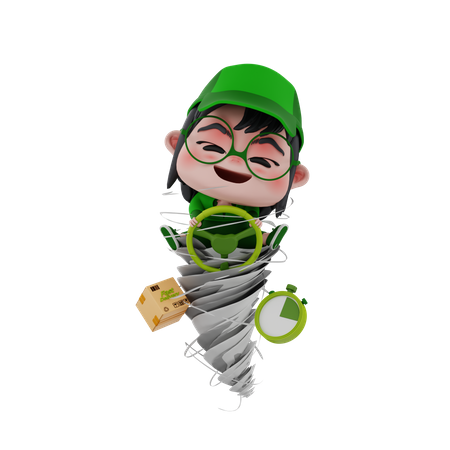 Delivery boy give express delivery  3D Icon