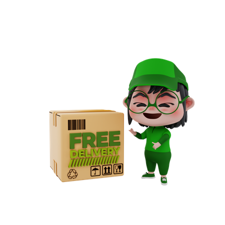 Delivery boy give free delivery  3D Illustration