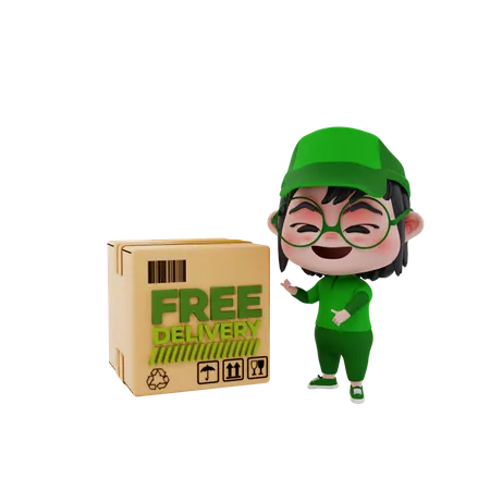 Delivery boy give free delivery  3D Illustration