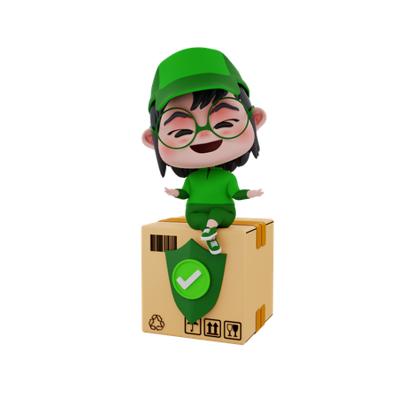 Delivery boy giving delivery security  3D Icon