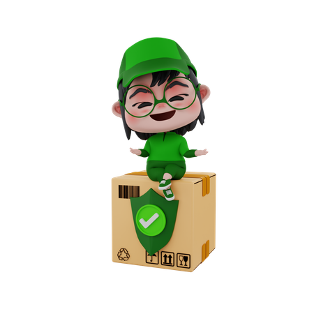 Delivery boy giving delivery security  3D Illustration