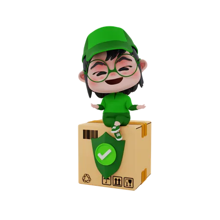 Delivery boy giving delivery security  3D Illustration