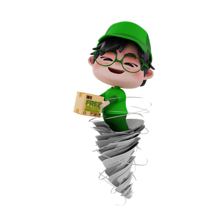 Delivery boy giving express delivery  3D Icon
