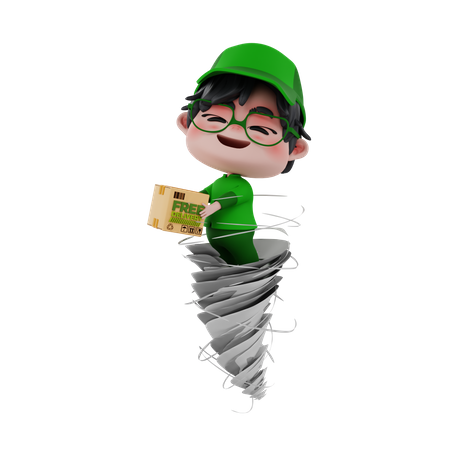 Delivery boy giving express delivery  3D Illustration