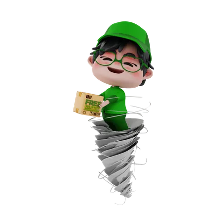 Delivery boy giving express delivery  3D Illustration