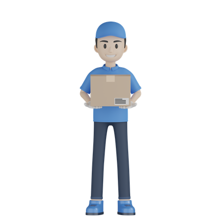 Delivery Boy Giving Parcel  3D Illustration