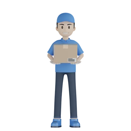 Delivery Boy Giving Parcel  3D Illustration