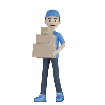 Delivery Boy Giving Parcel  3D Illustration