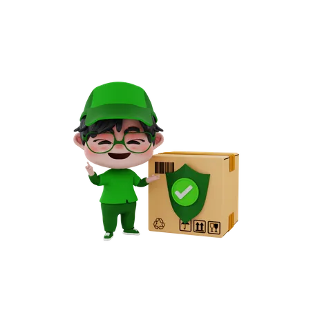 Delivery boy giving secure delivery  3D Illustration
