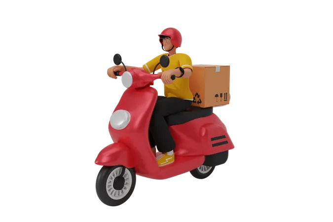 Delivery boy going to deliver parcel  3D Illustration