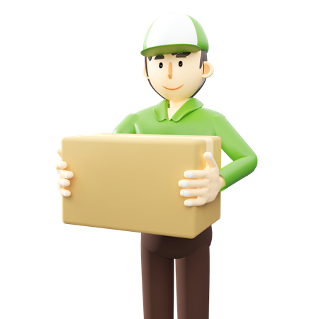 Delivery boy holding parcel  3D Illustration