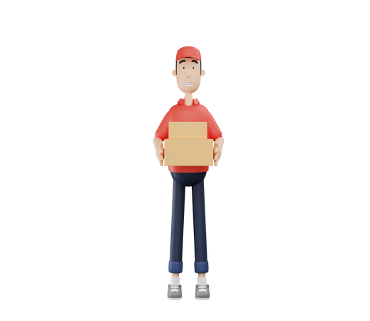 Delivery Boy holding parcel  3D Illustration