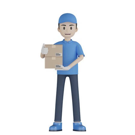 Delivery Boy Holding Parcel  3D Illustration