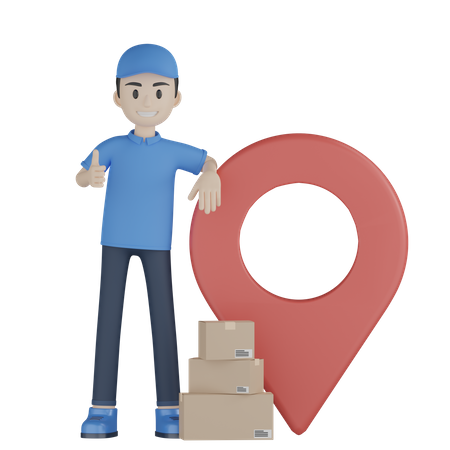 Delivery Boy In Location  3D Illustration