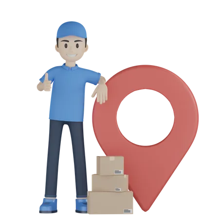 Delivery Boy In Location  3D Illustration