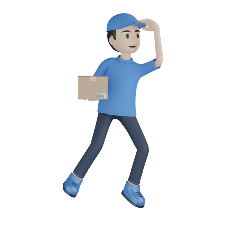 Delivery Boy Looking Address  3D Illustration