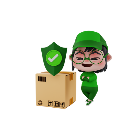 Delivery boy making secure delivery  3D Illustration