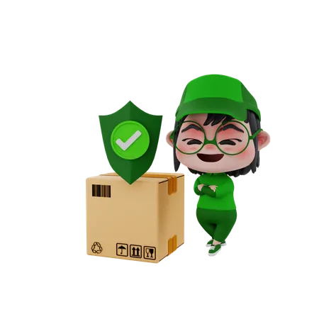 Delivery boy making secure delivery  3D Illustration