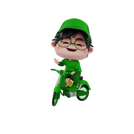 Delivery boy on scooter  3D Illustration