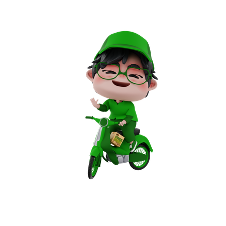 Delivery boy on scooter  3D Illustration