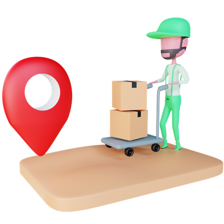 Delivery boy reaching delivery location  3D Illustration