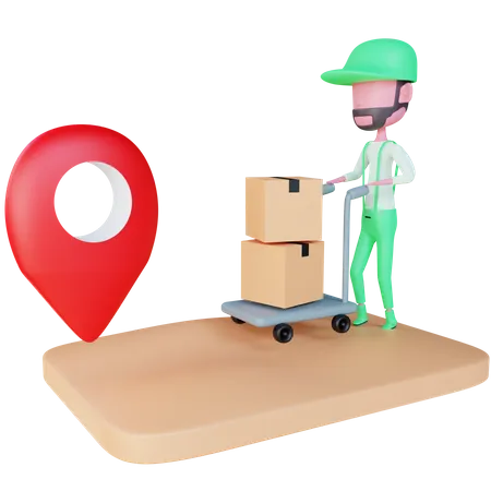 Delivery boy reaching delivery location  3D Illustration