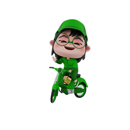 Delivery boy riding scooter  3D Illustration