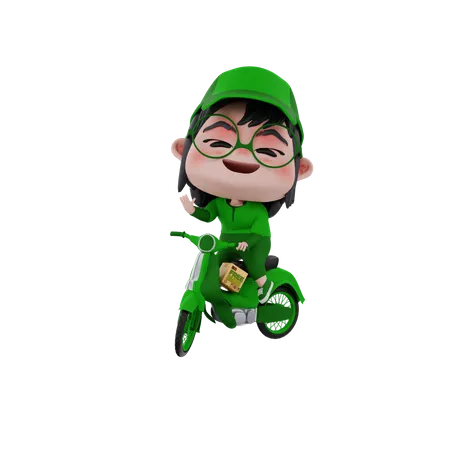 Delivery boy riding scooter  3D Illustration
