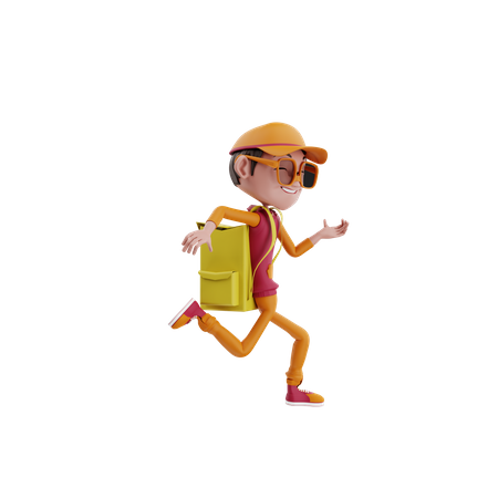 Delivery boy running  3D Illustration