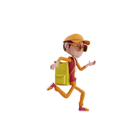 Delivery boy running  3D Illustration