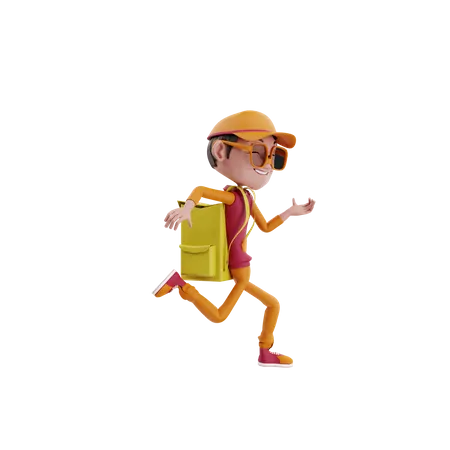 Delivery boy running 3D Illustration