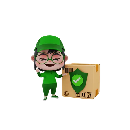 Delivery boy taking secure delivery  3D Illustration