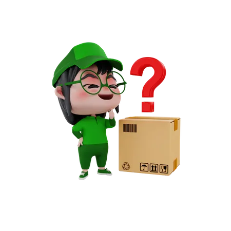 Delivery boy thinking about unknown delivery  3D Illustration