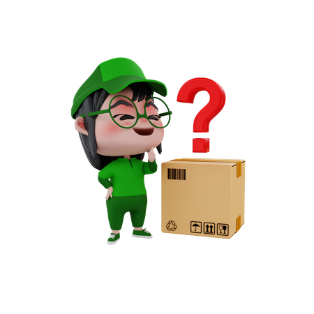 Delivery boy thinking about unknown delivery  3D Illustration