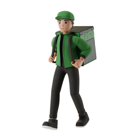 Delivery boy with delivery bag 3D Illustration